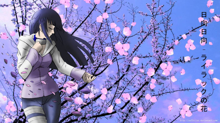 Hinata estética junto al árbol de sakura Fondos de pantalla