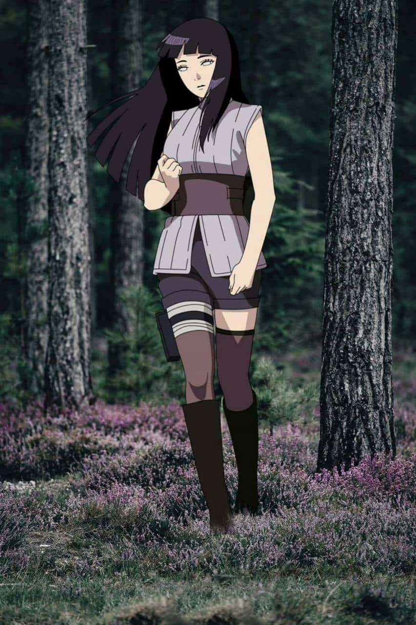 Hinata Uzumaki sola en el bosque Fondos de pantalla