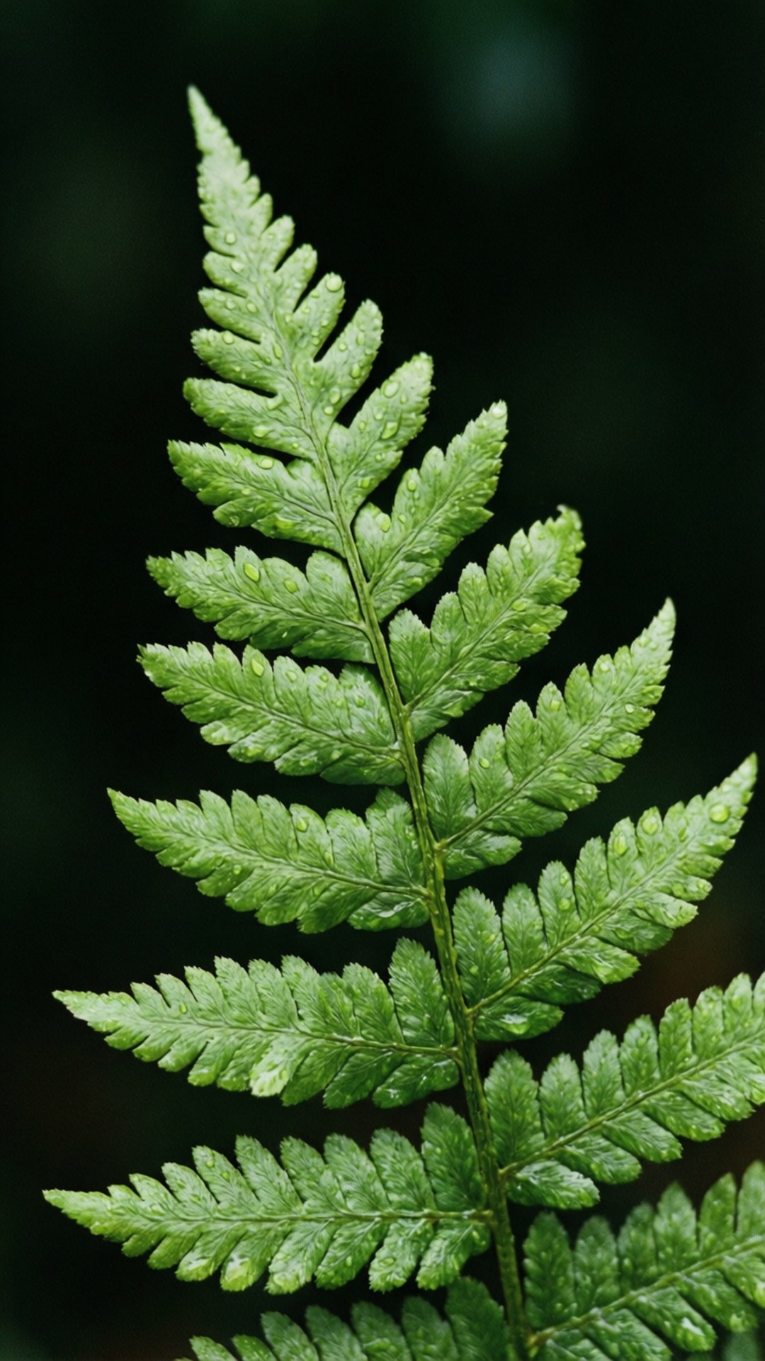 Hoja de helecho con rocío Fondos de pantalla