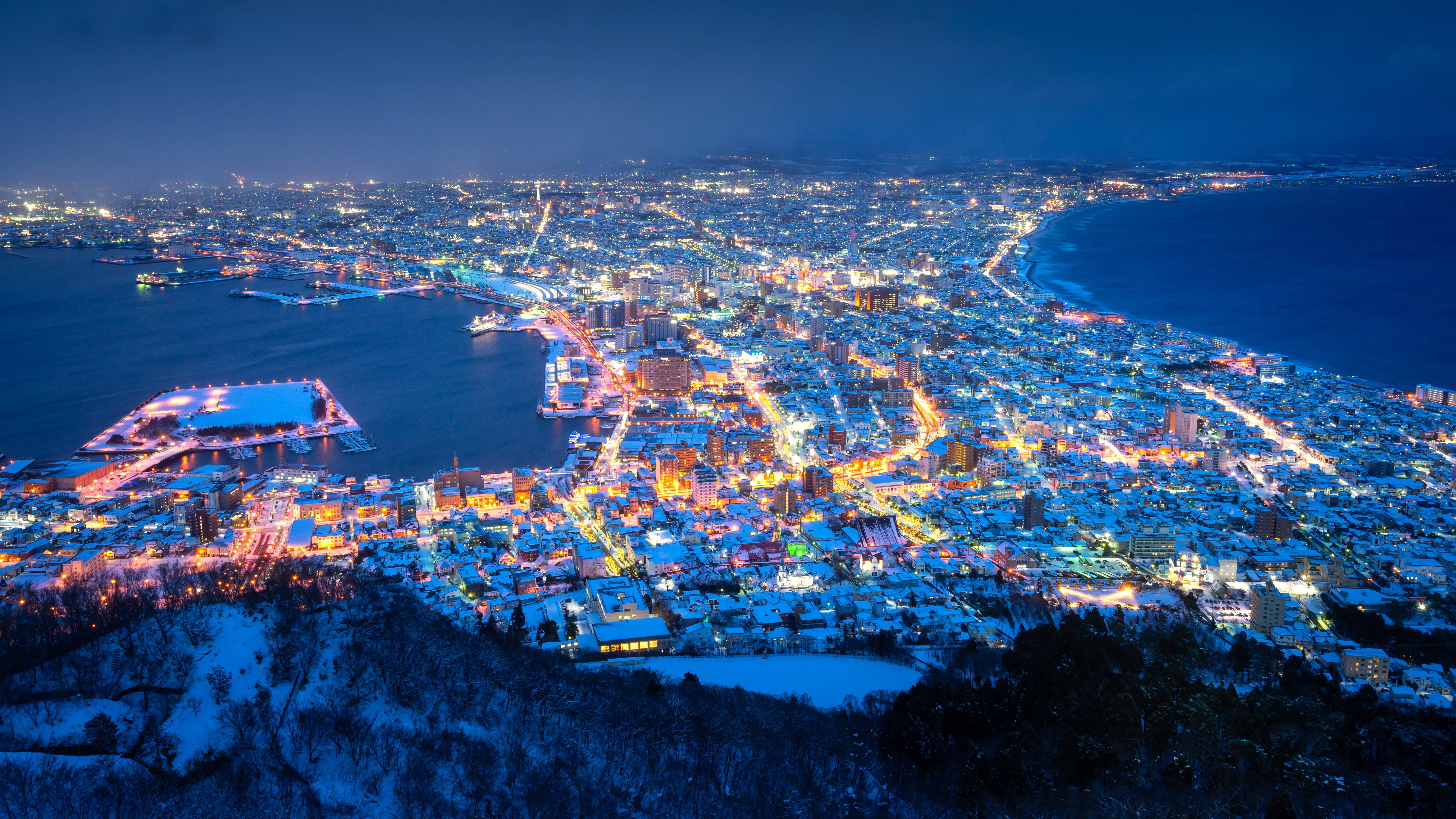 Hokkaido Japón 4K de Noche Fondos de pantalla