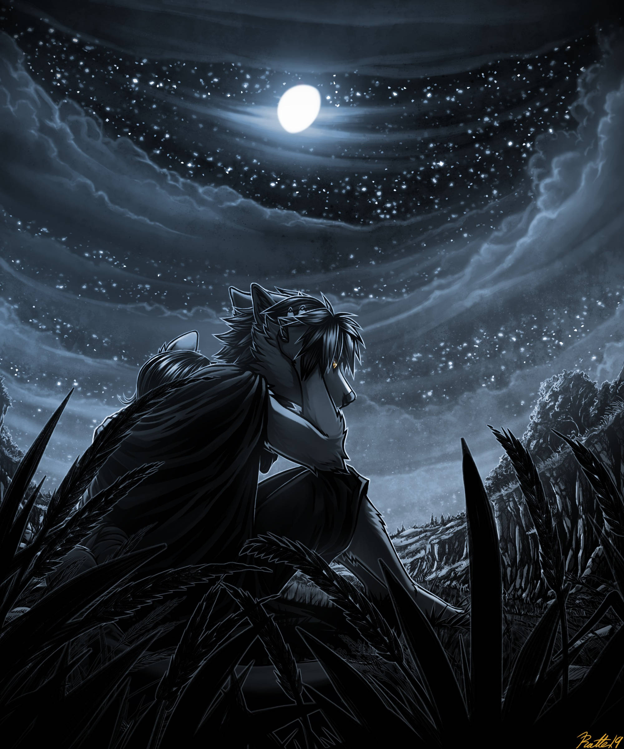Hombre lobo aullando a la luna llena Fondos de pantalla