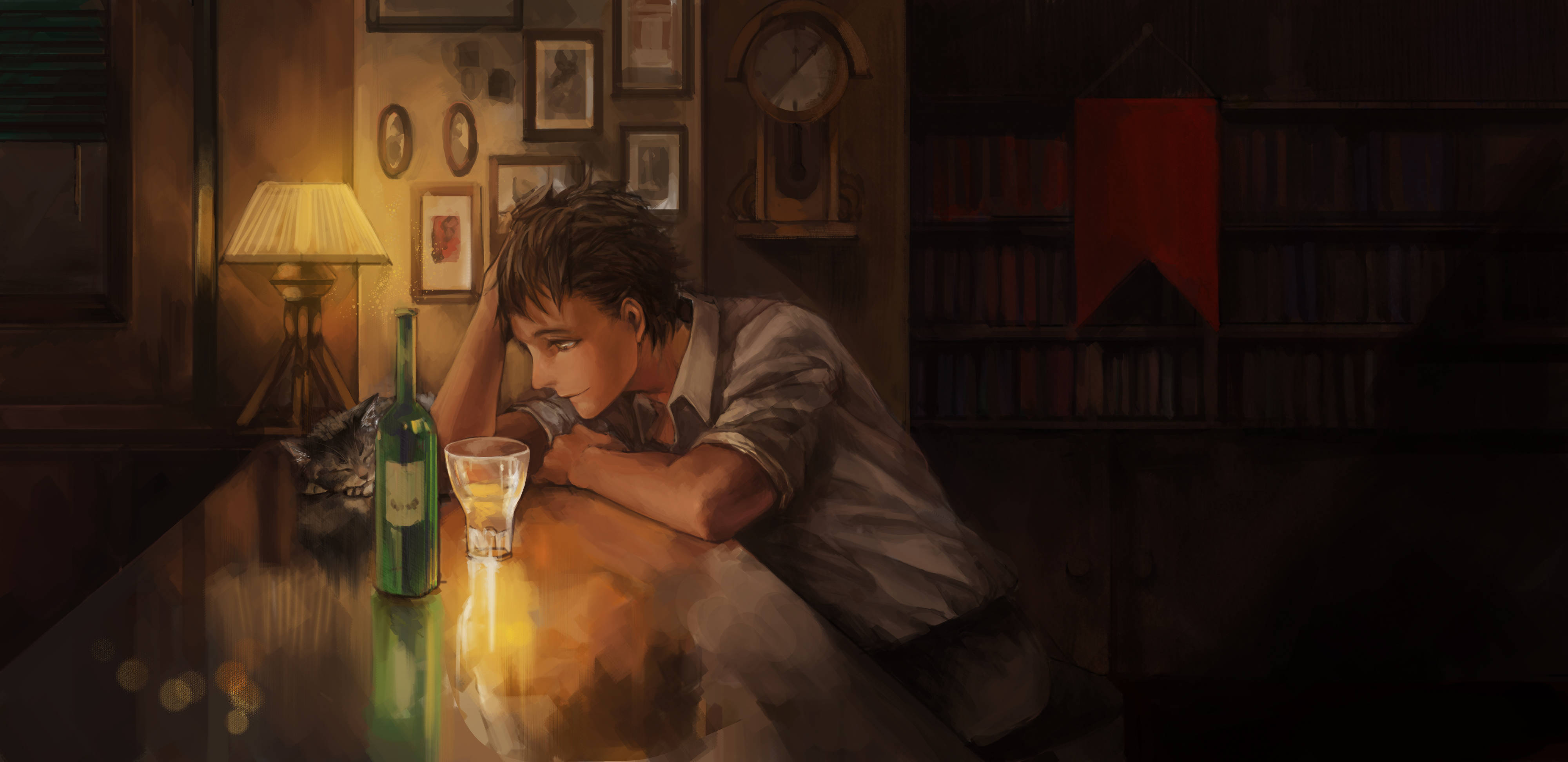Hombre oscuro de anime bebiendo Fondos de pantalla