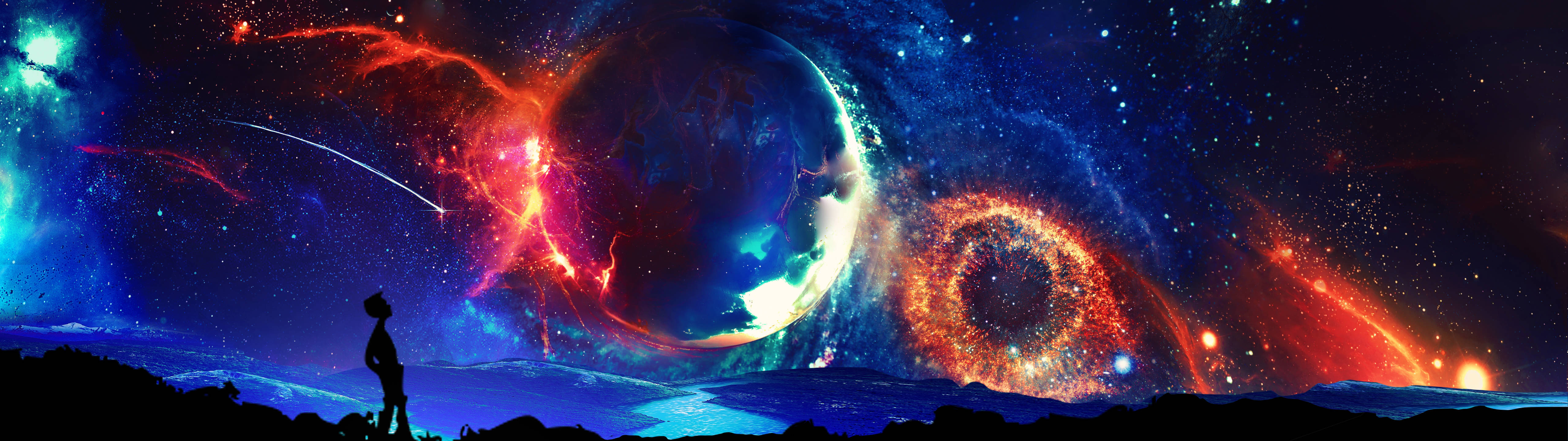 Hombre Sobre un Planeta Colosal Fondos de pantalla