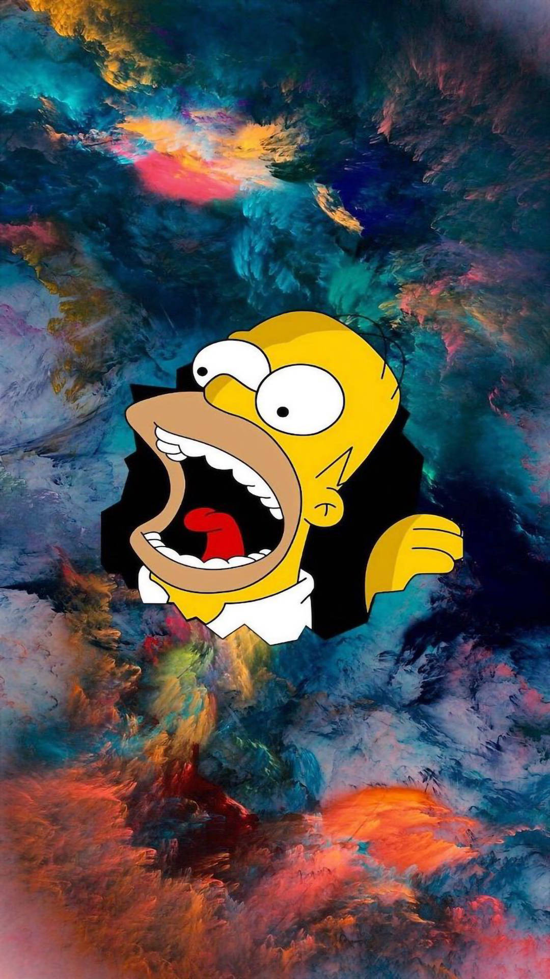 Homer Simpson gracioso saliendo de un agujero negro estético Fondos de pantalla