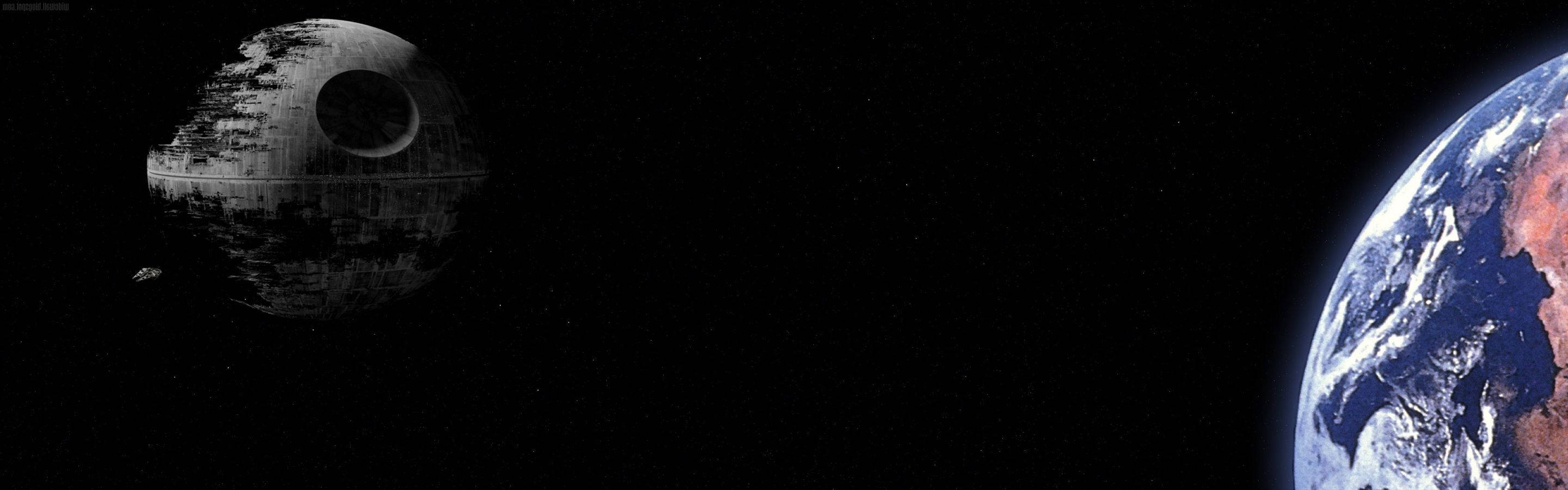 Horizonte de Coruscant en monitor dual Fondos de pantalla