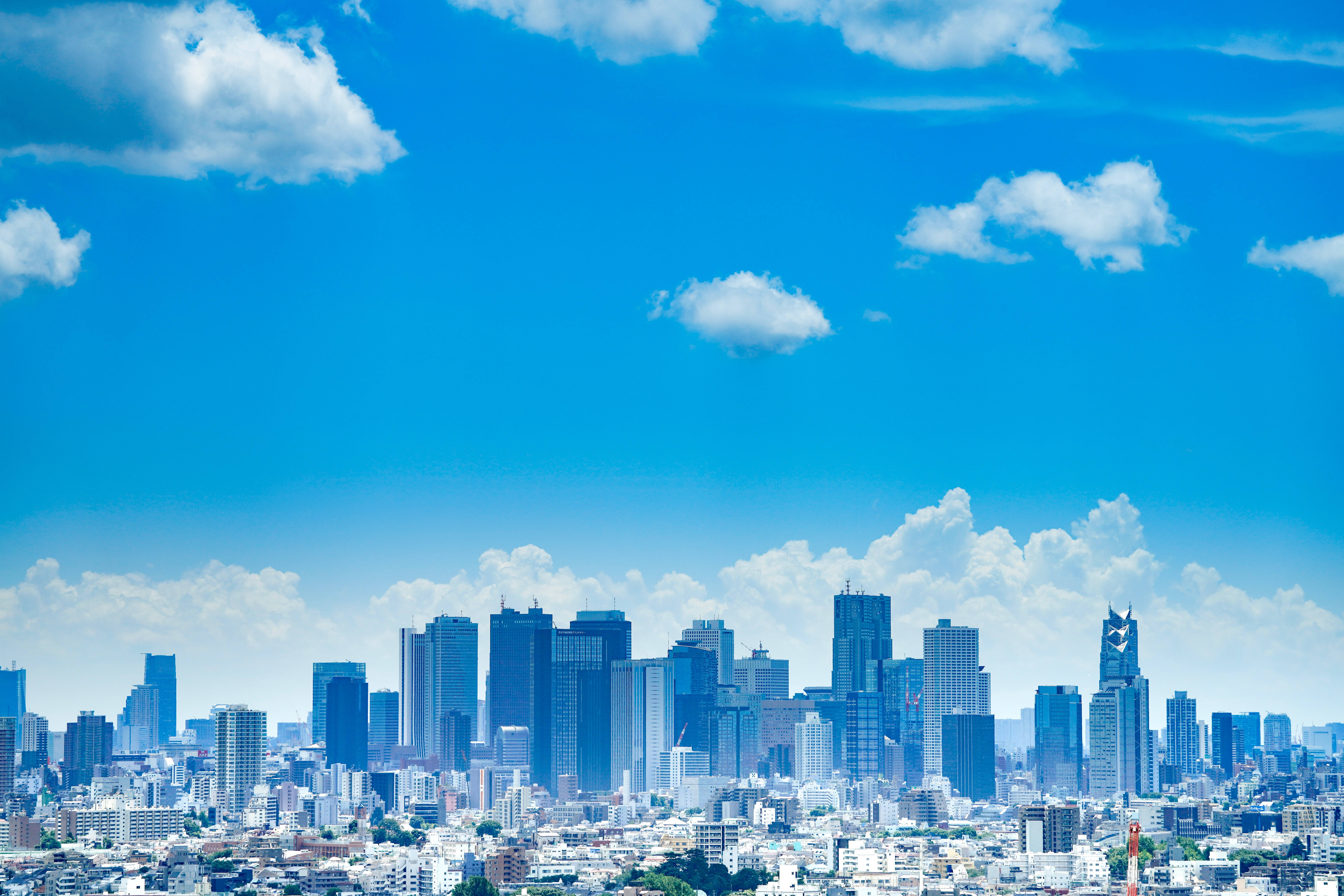 Horizonte HD japonés de Tokio en azul Fondos de pantalla