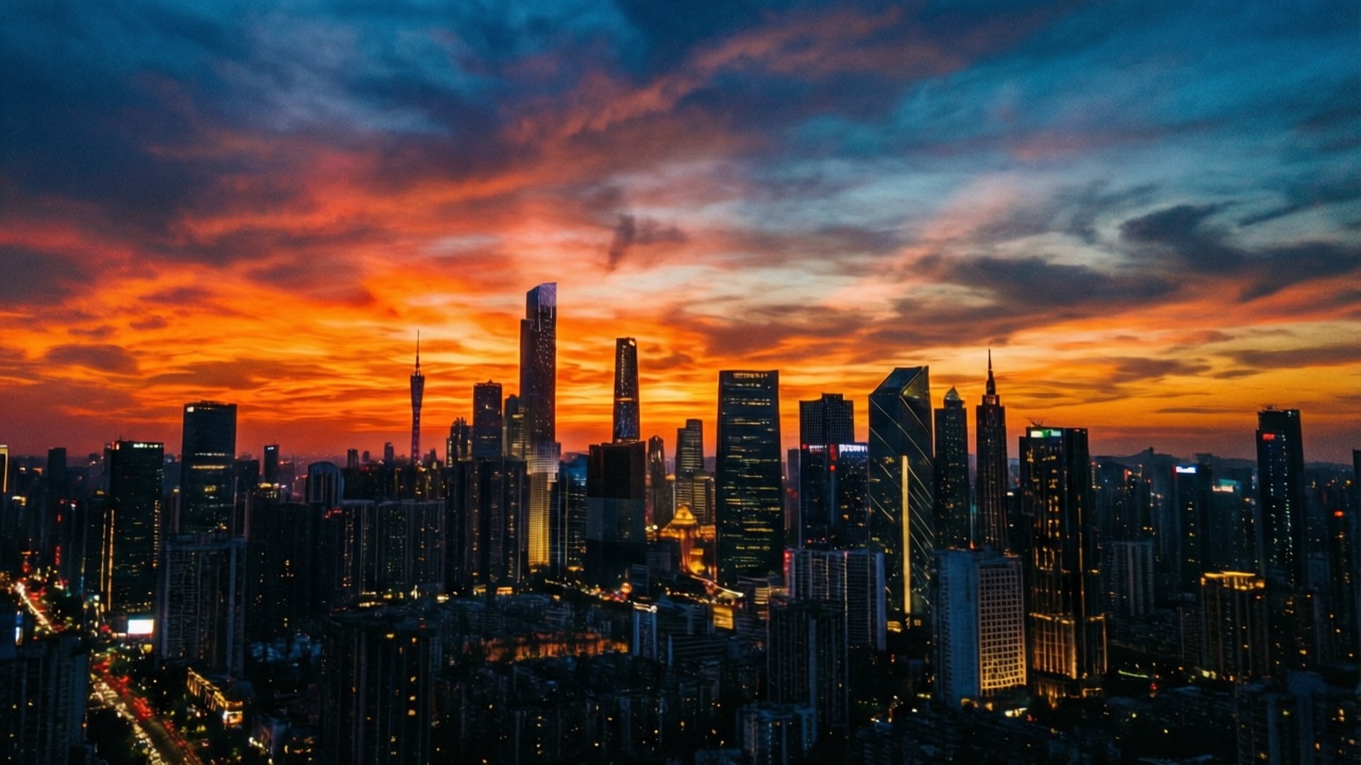 Horizonte Urbano al Atardecer Fondos de pantalla