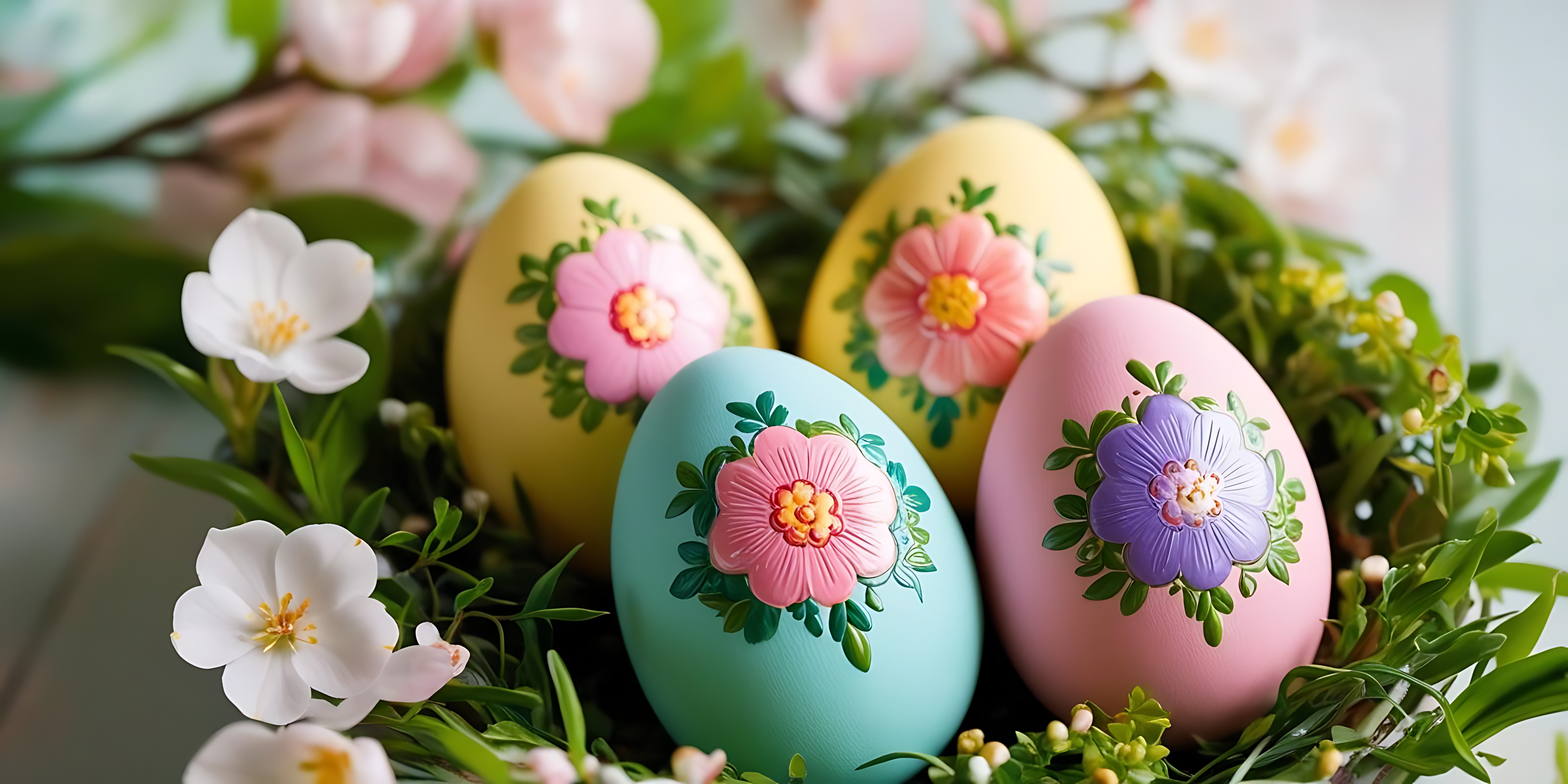 Huevos de Pascua florales pintados a mano Fondos de pantalla