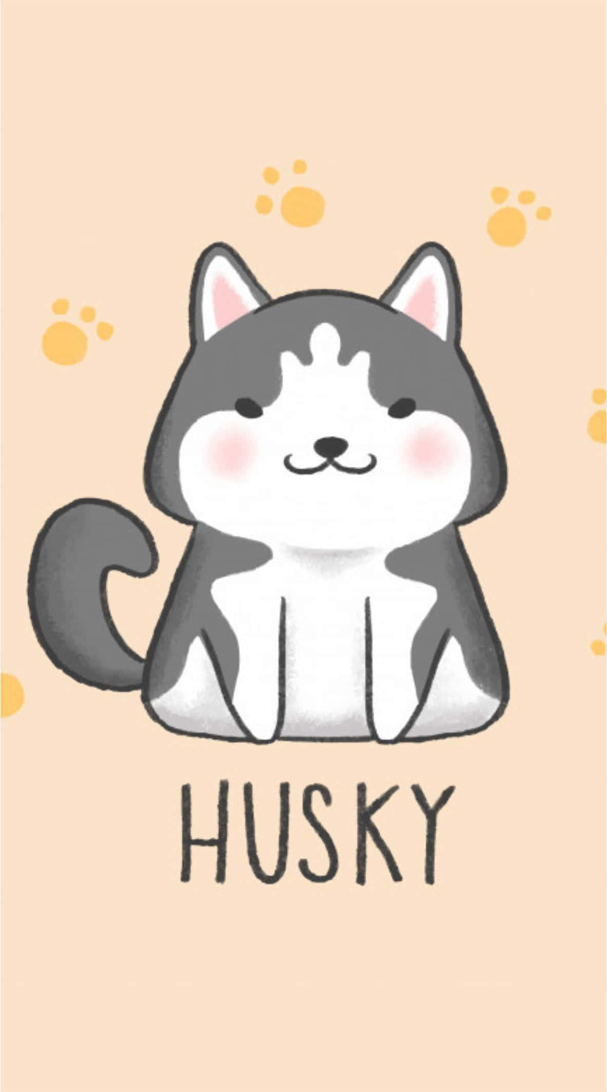 Husky Sentado Lindo al Estilo Caricatura Fondos de pantalla
