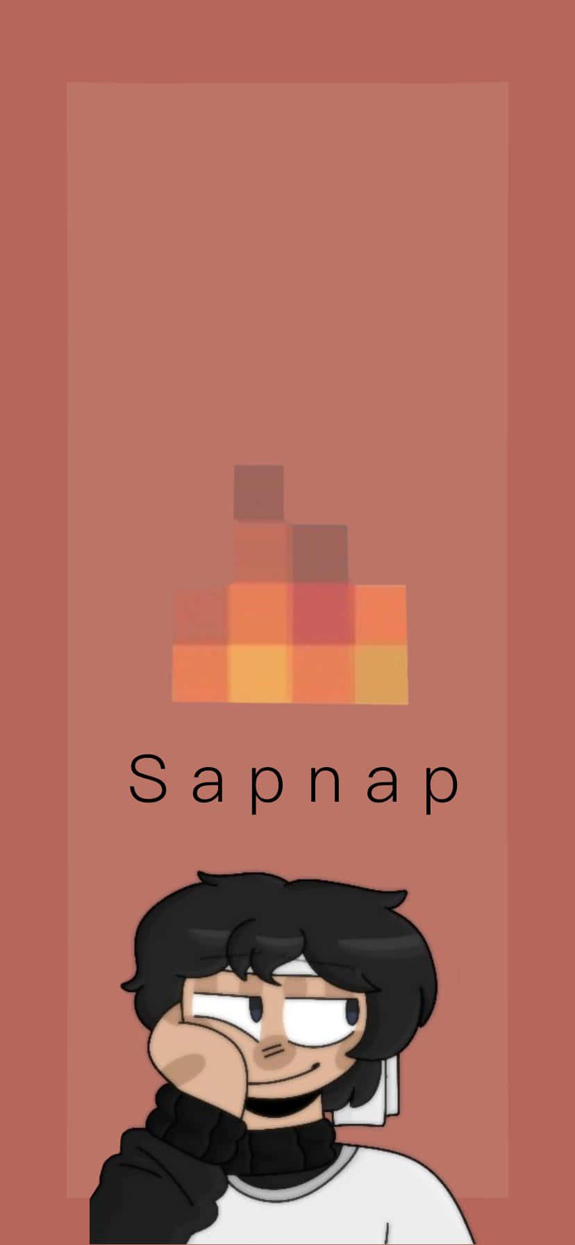 Ícono de Sapnap de Minecraft con logo de fuego en píxeles Fondos de pantalla