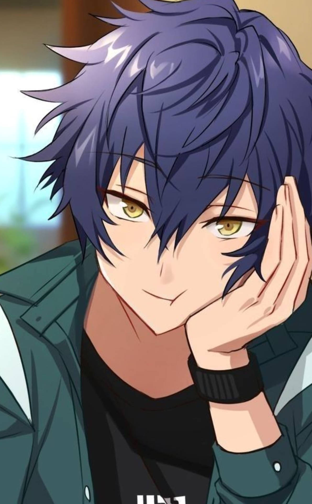 Ícono estético de chico anime con cabello índigo Fondos de pantalla