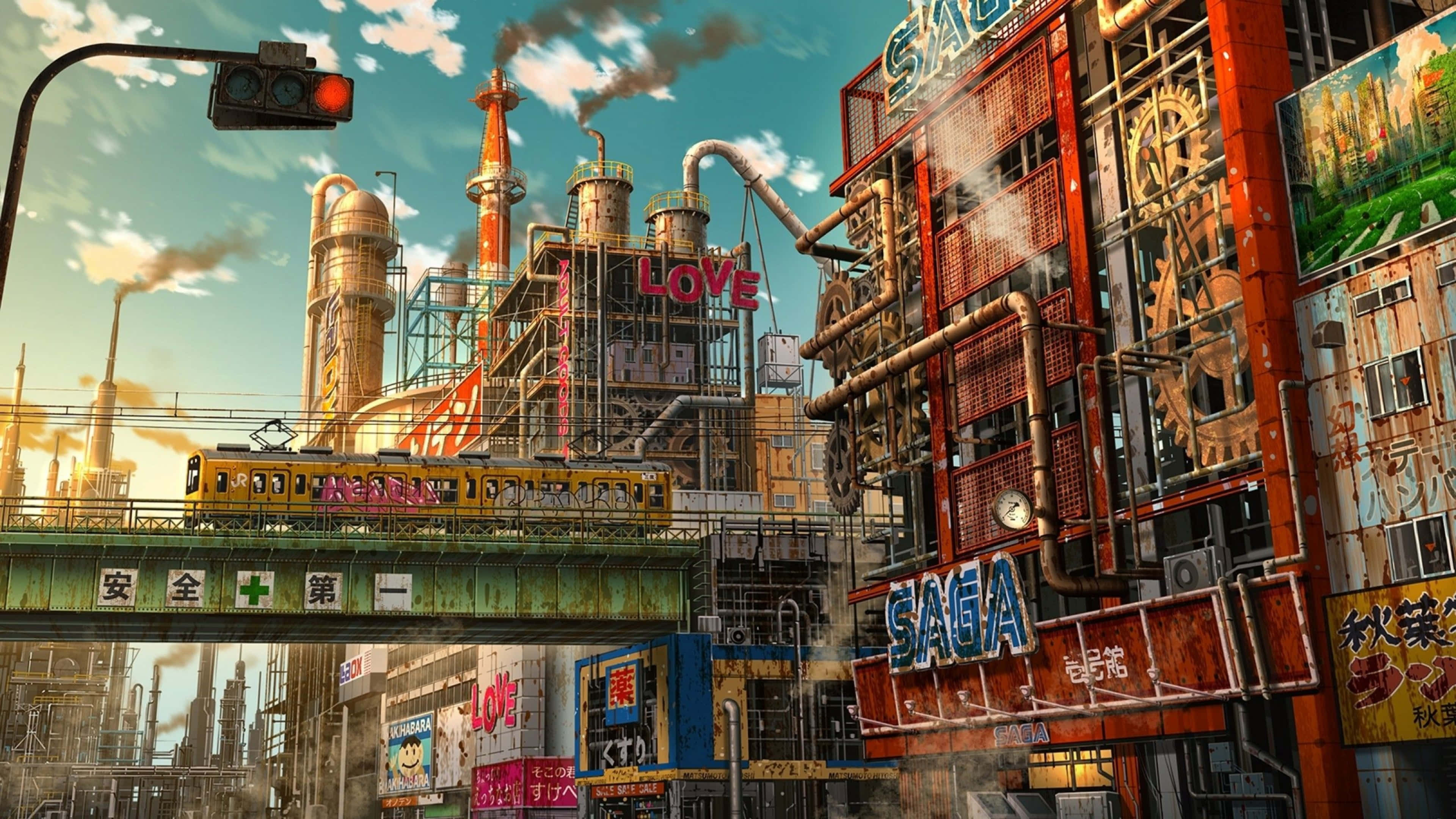 Iluminando la ciudad de Tokio con arte anime en 4K Fondos de pantalla