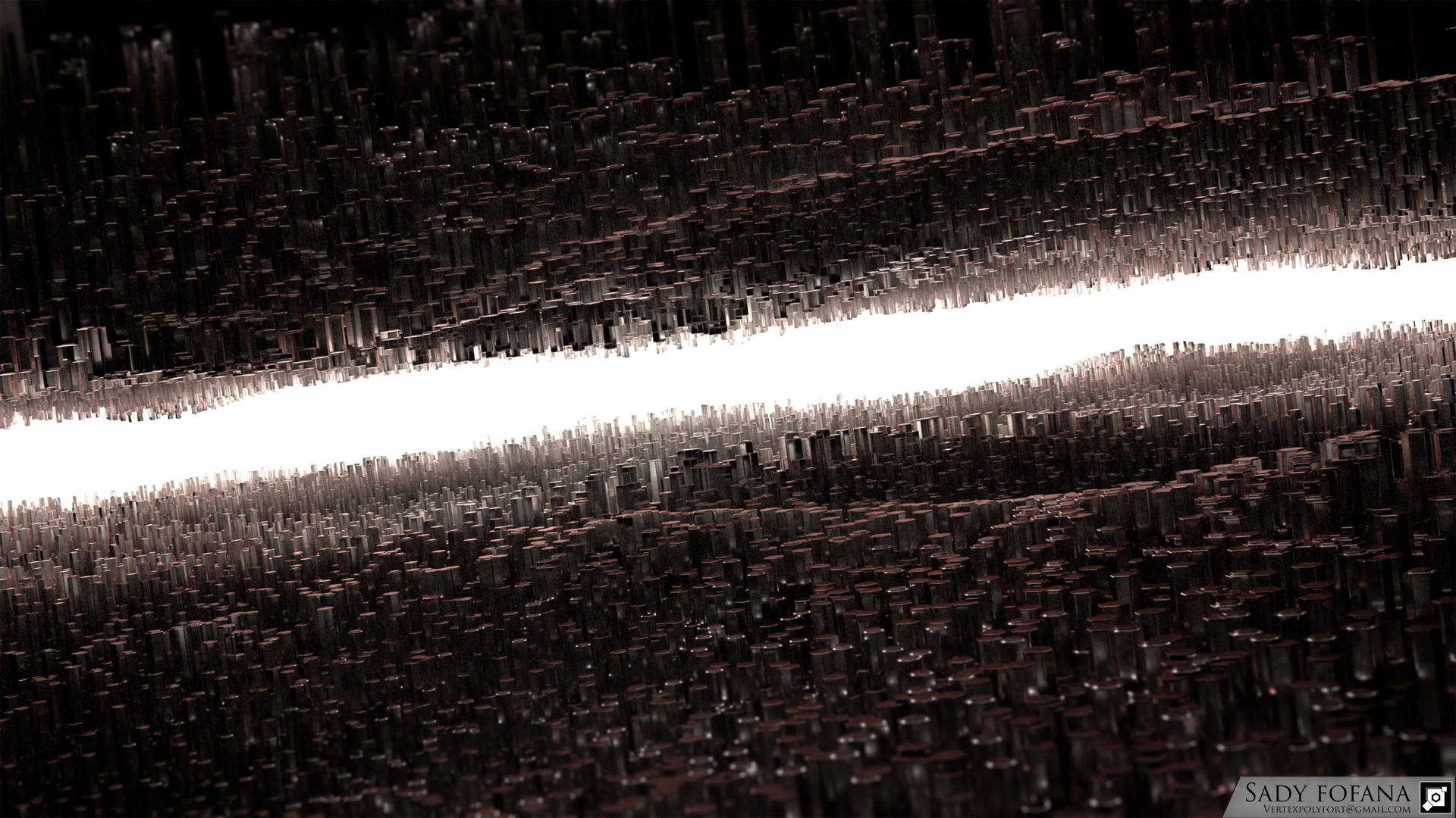 Fondo de pantalla de ilusión de reflejo 3D hecho de estructuras negras
