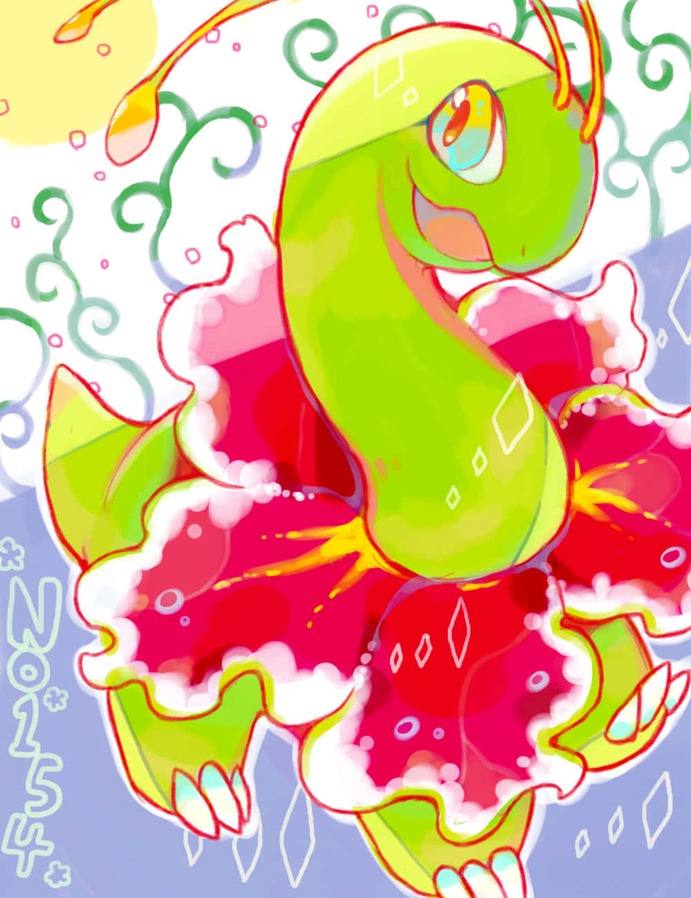 Ilustración 2D impresionante de Meganium Fondos de pantalla