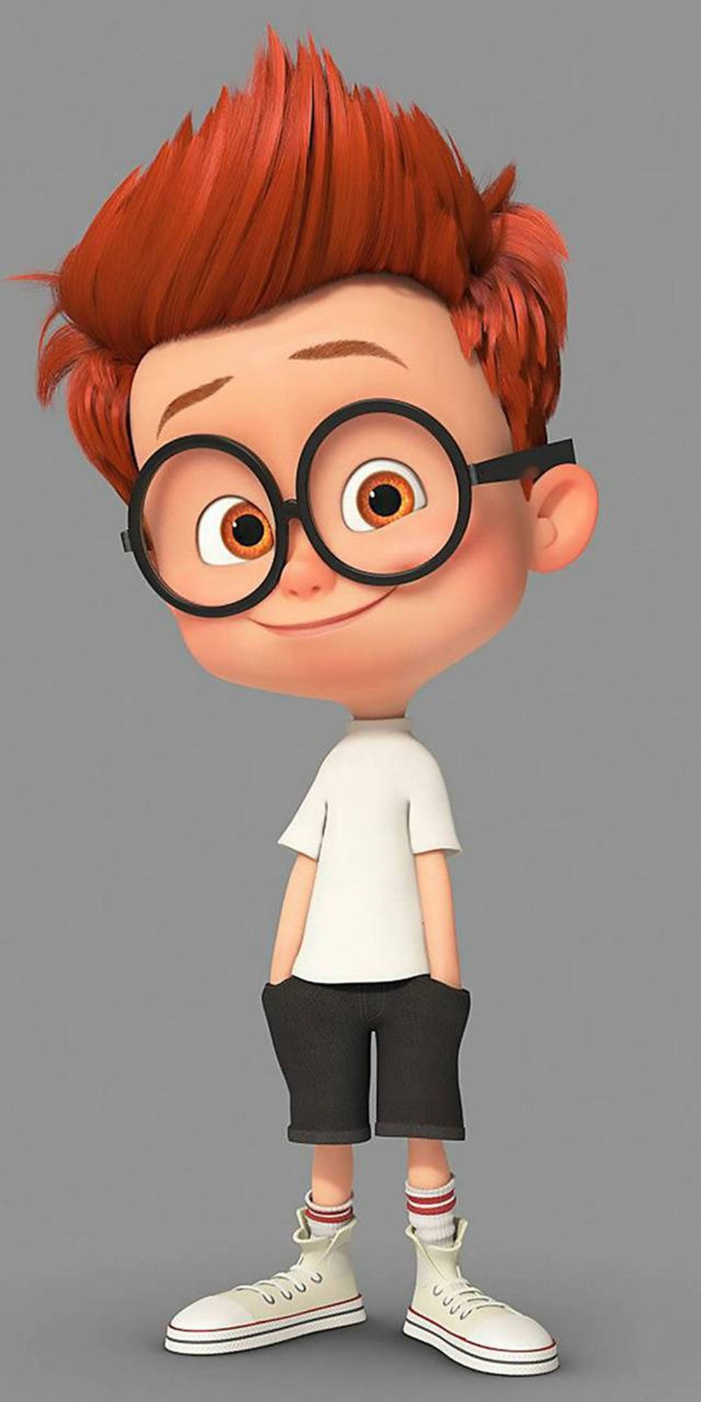 Ilustración 3D encantadora de un lindo niño caricaturesco sonriendo alegremente. Fondos de pantalla