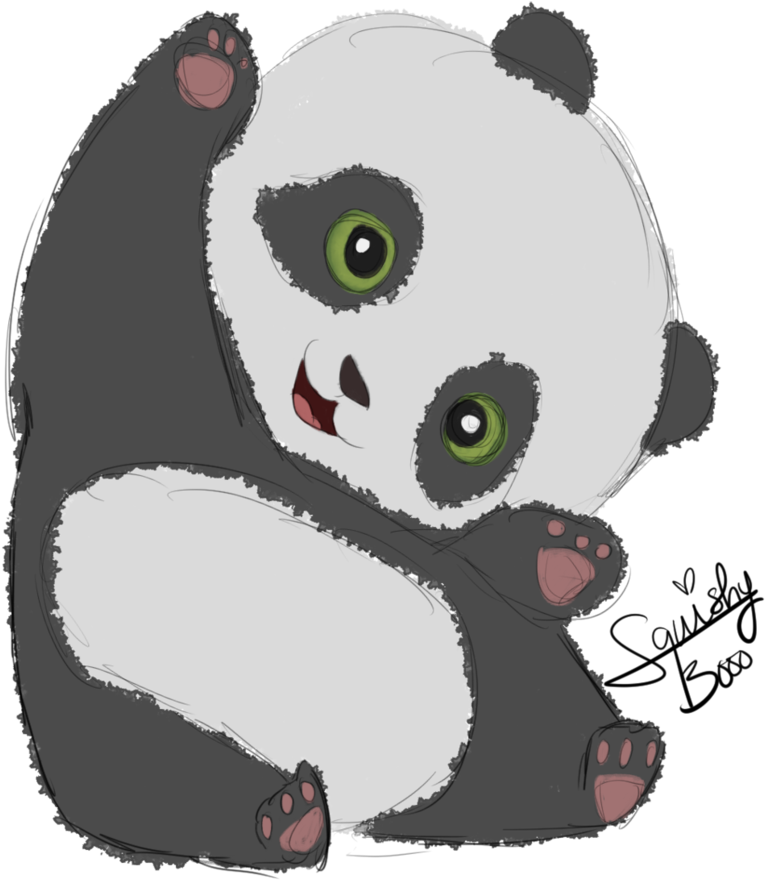 Ilustración adorable de panda con ojos verdes Fondos de pantalla