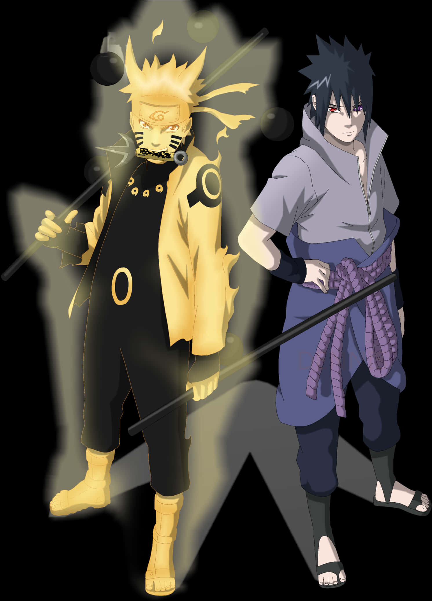 Ilustración anime de Naruto y Sasuke Fondos de pantalla