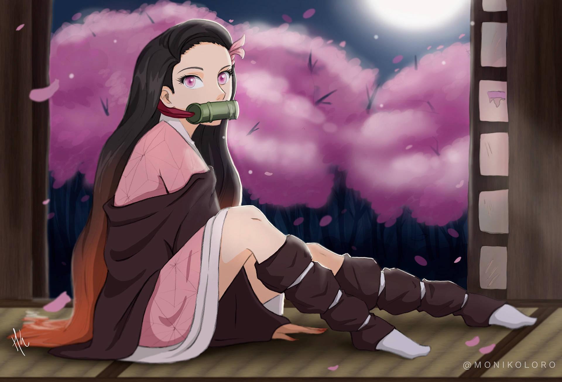 Ilustración de arte fan de Nezuko de Demon Slayer Fondos de pantalla