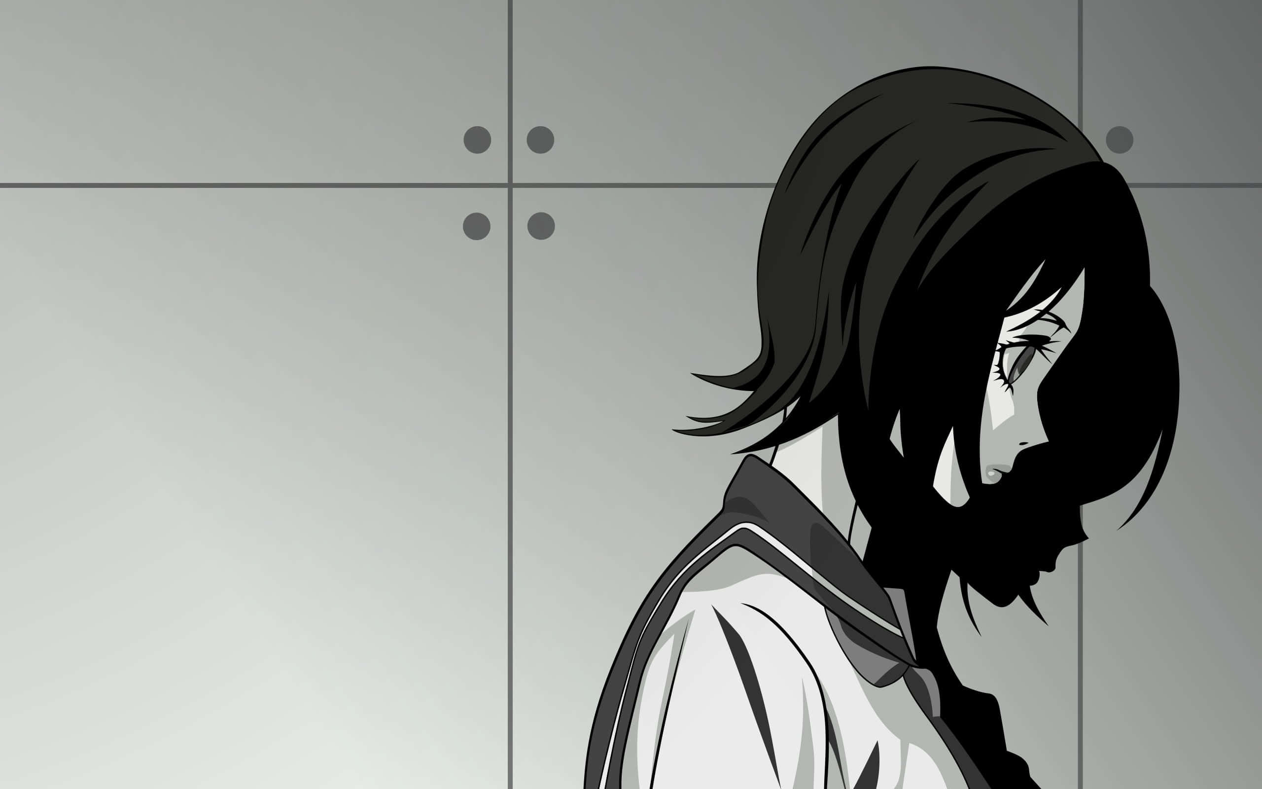Ilustración de anime en blanco y negro Fondos de pantalla