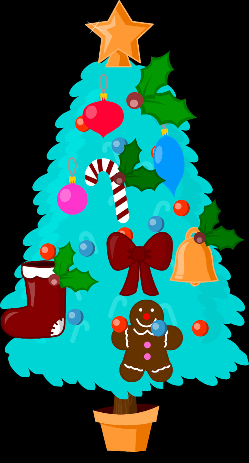 Ilustración de Árbol de Navidad Colorido de Dibujos Animados Fondos de pantalla