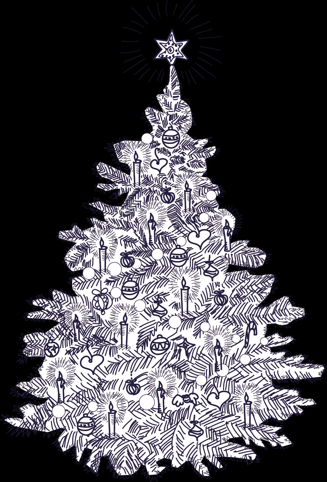 Ilustración de Árbol de Navidad Dibujado a Mano Fondos de pantalla