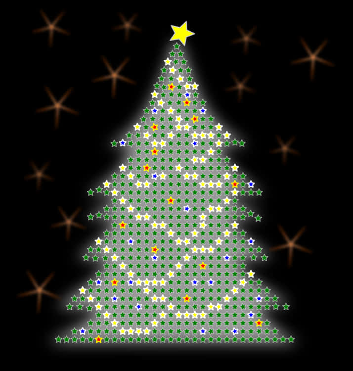 Ilustración de Árbol de Navidad Estrellado Fondos de pantalla