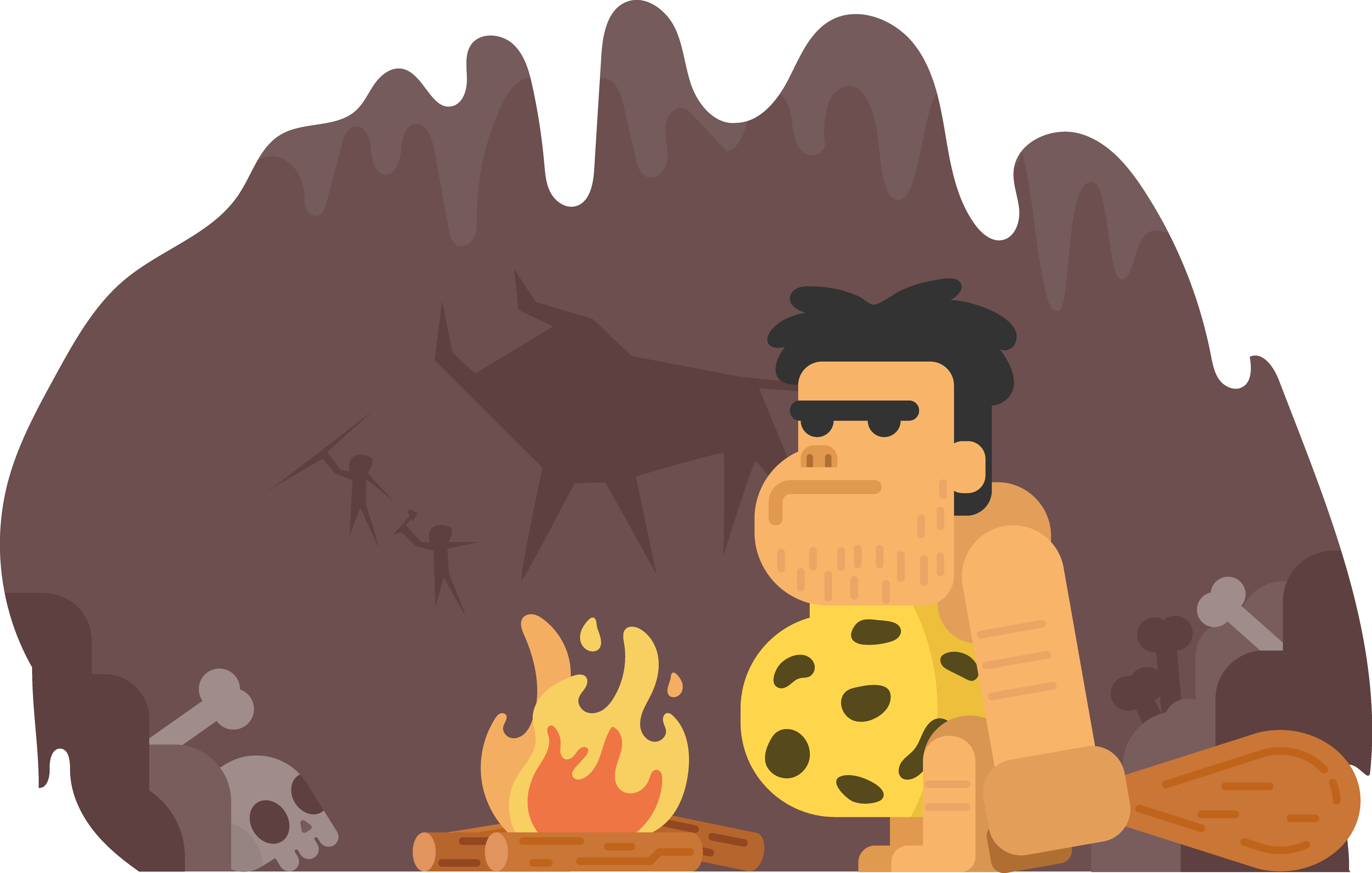 Ilustración de cavernícola junto al fuego Fondos de pantalla