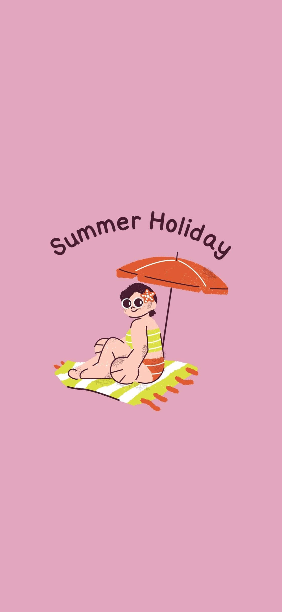 Ilustración de chica tomando sol Fondo de verano iPhone X Fondos de pantalla