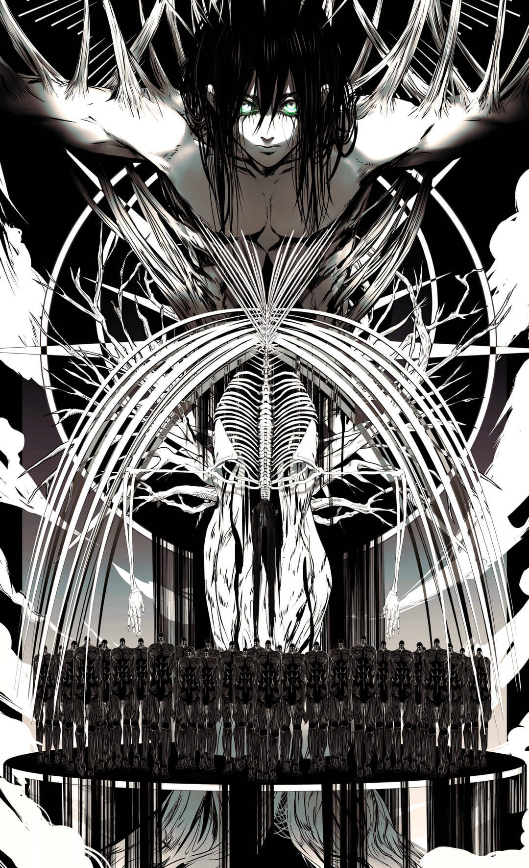 Ilustración de Eren en Blanco y Negro Fondos de pantalla