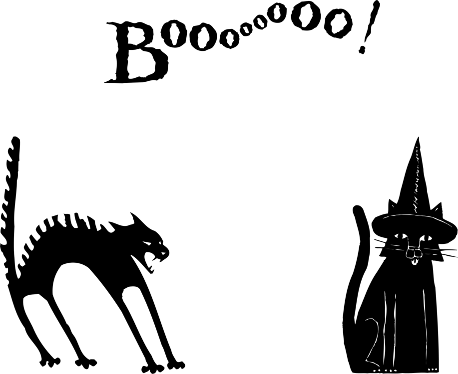 Ilustración de Halloween con gatos negros y Boo Fondos de pantalla
