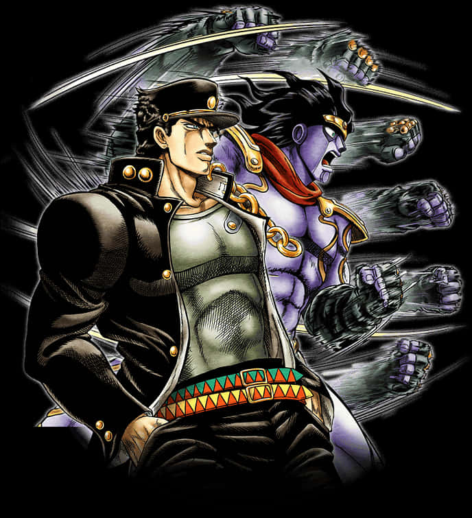 Ilustración de Jotaro y su Stand Fondos de pantalla