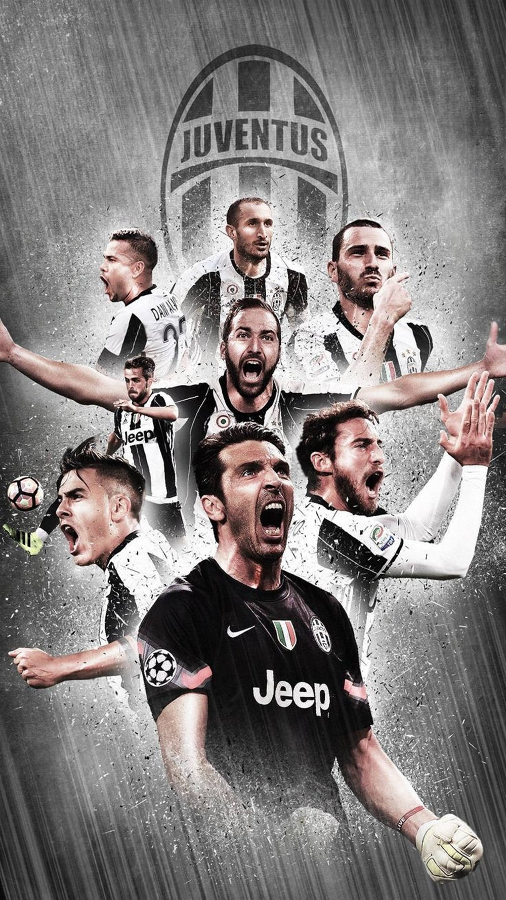 Ilustración de jugadores de fútbol de la Juventus rugiendo Fondos de pantalla