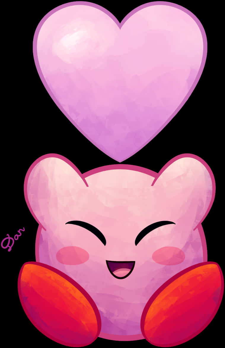 Ilustración de Kirby con Corazón de Amor Fondos de pantalla