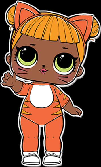 Ilustración de muñeca L O L con atuendo naranja Fondos de pantalla