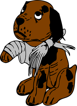 Ilustración de perro caricaturesco herido Fondos de pantalla