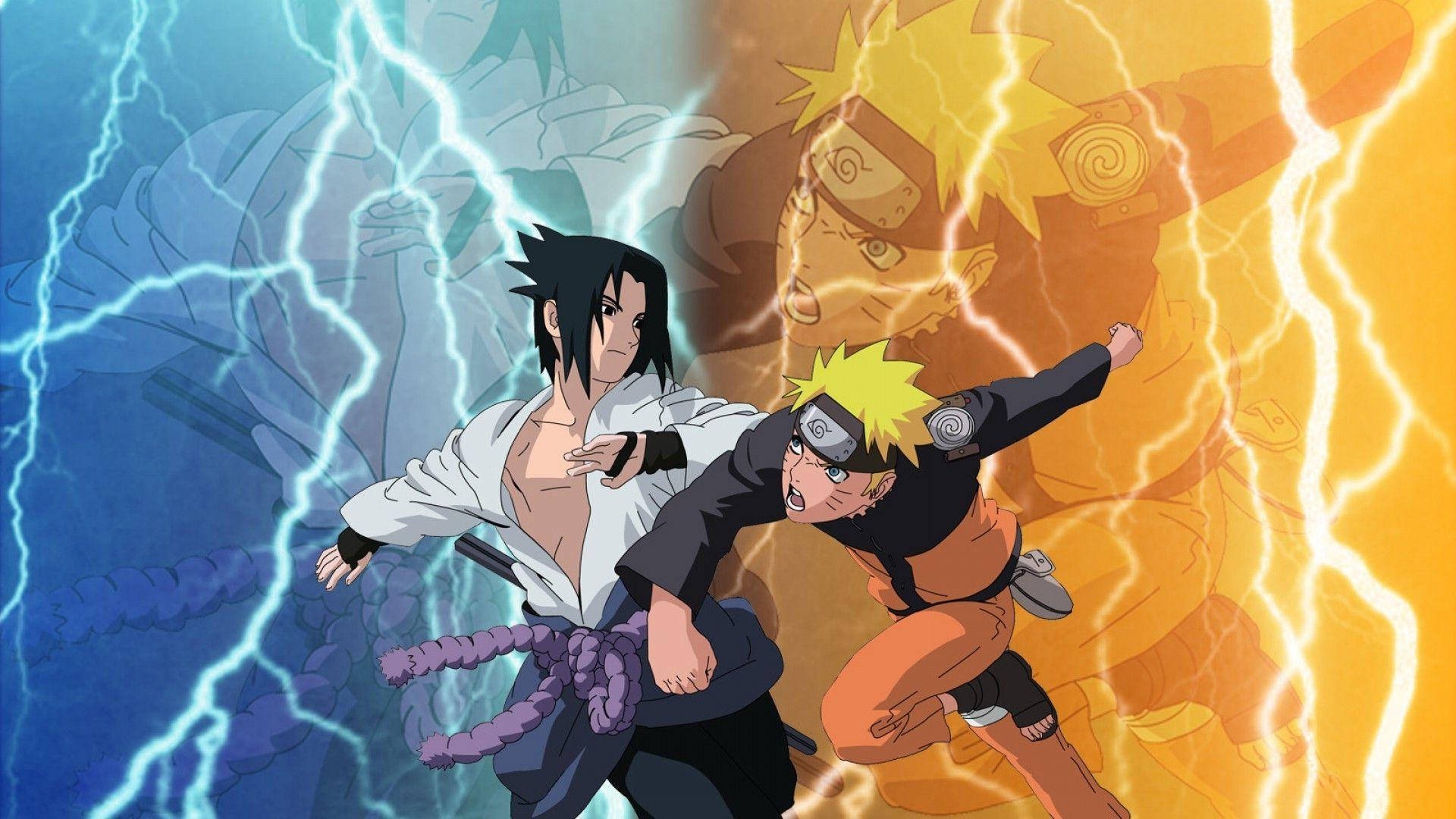 Ilustración de Sasuke contra Naruto para laptop Fondos de pantalla