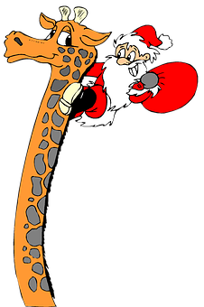 Ilustración de Santa Claus Montando Jirafa en Navidad Fondos de pantalla