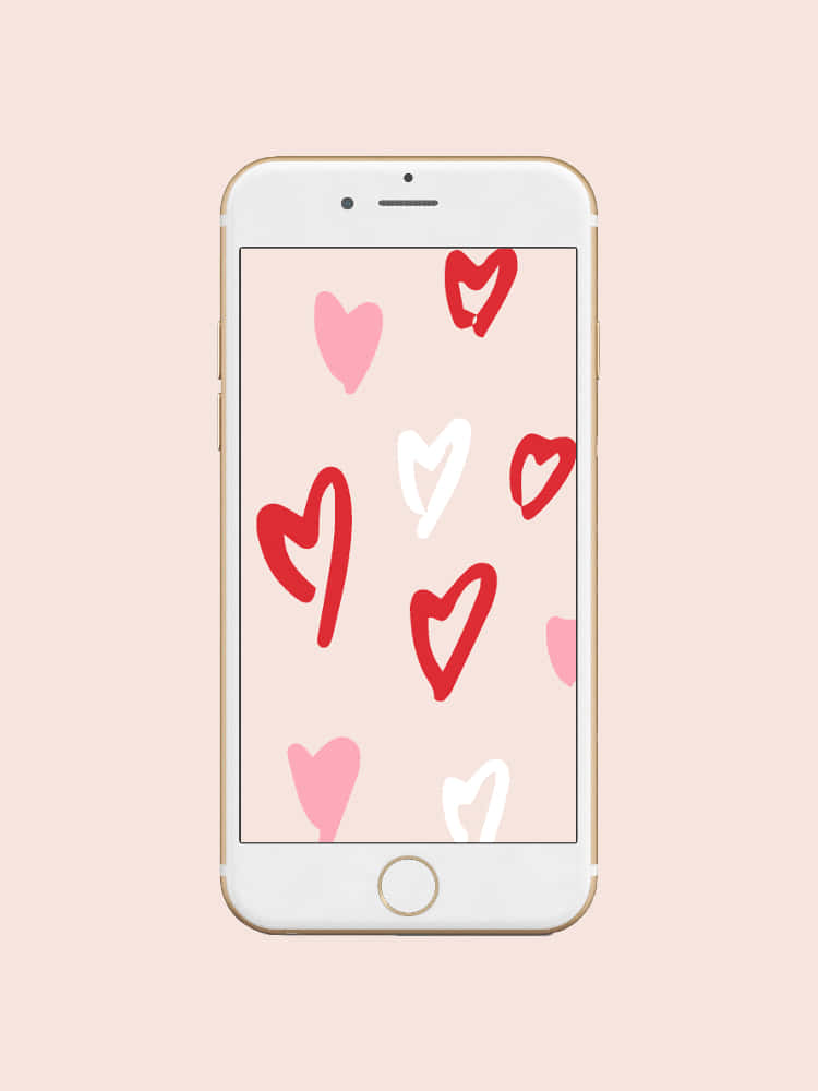 Ilustración de teléfono con corazones de San Valentín Fondos de pantalla