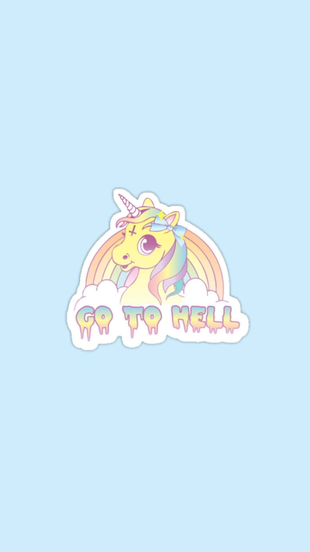 Ilustración de Unicornio Lindo que Dice Vete al Infierno Fondos de pantalla