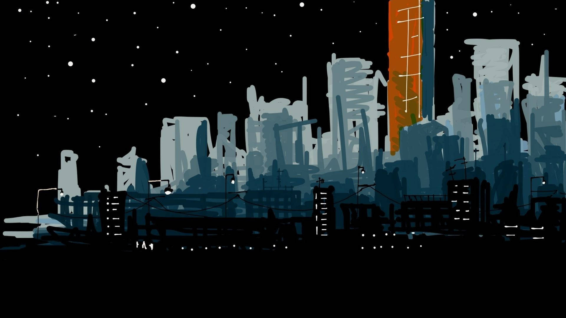 Ilustración digital de ciudad oscura Fondos de pantalla