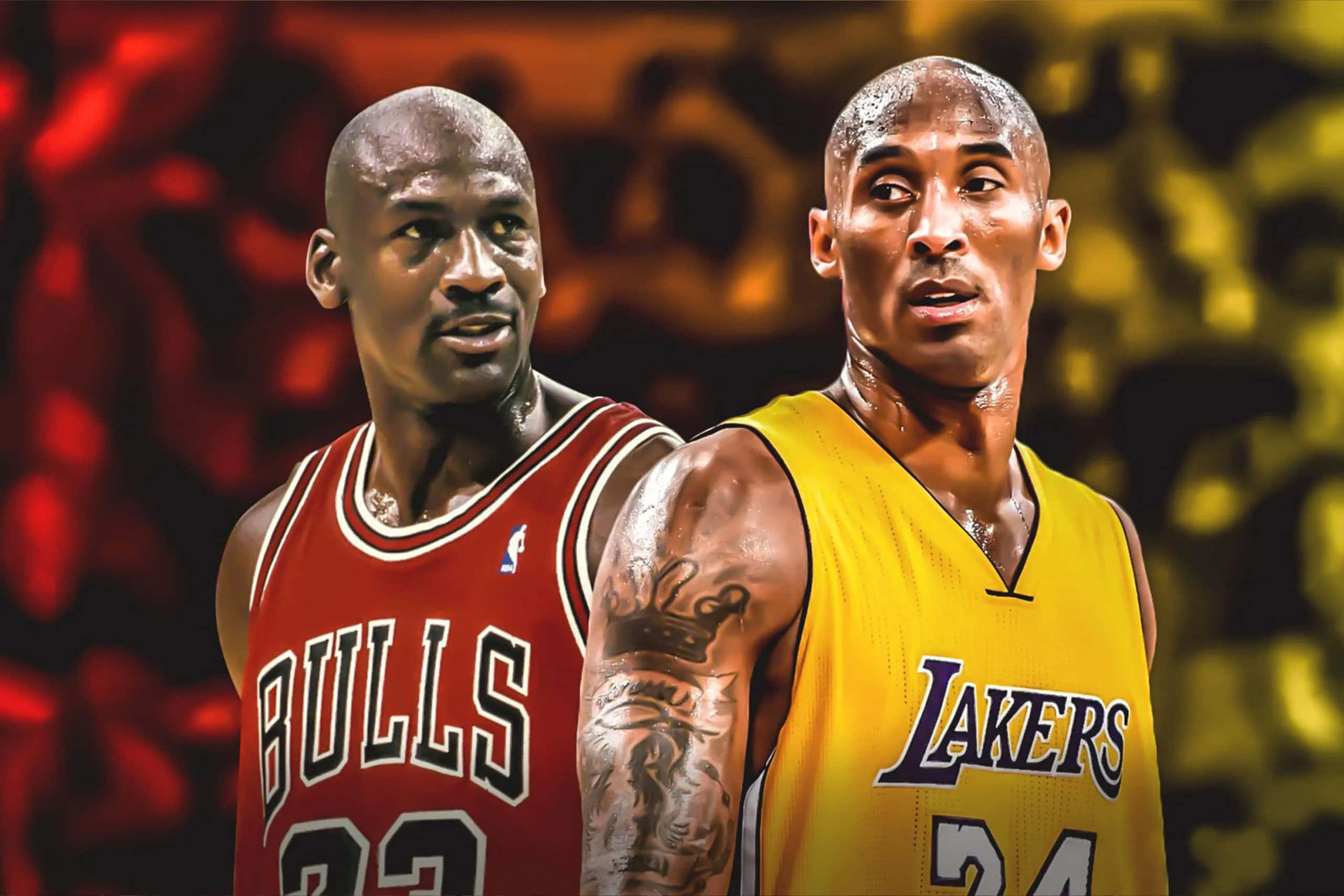 Ilustración digital de las superestrellas de la NBA Kobe Bryant y Michael Jordan Fondos de pantalla
