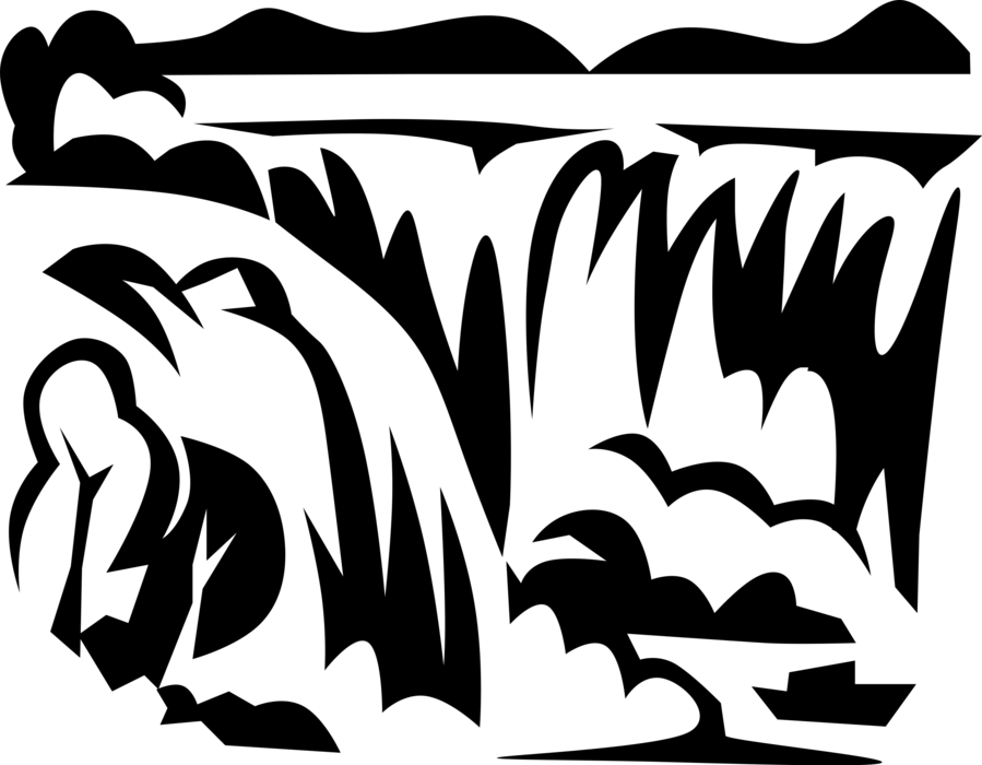 Ilustración Estilizada de Cascada Fondos de pantalla