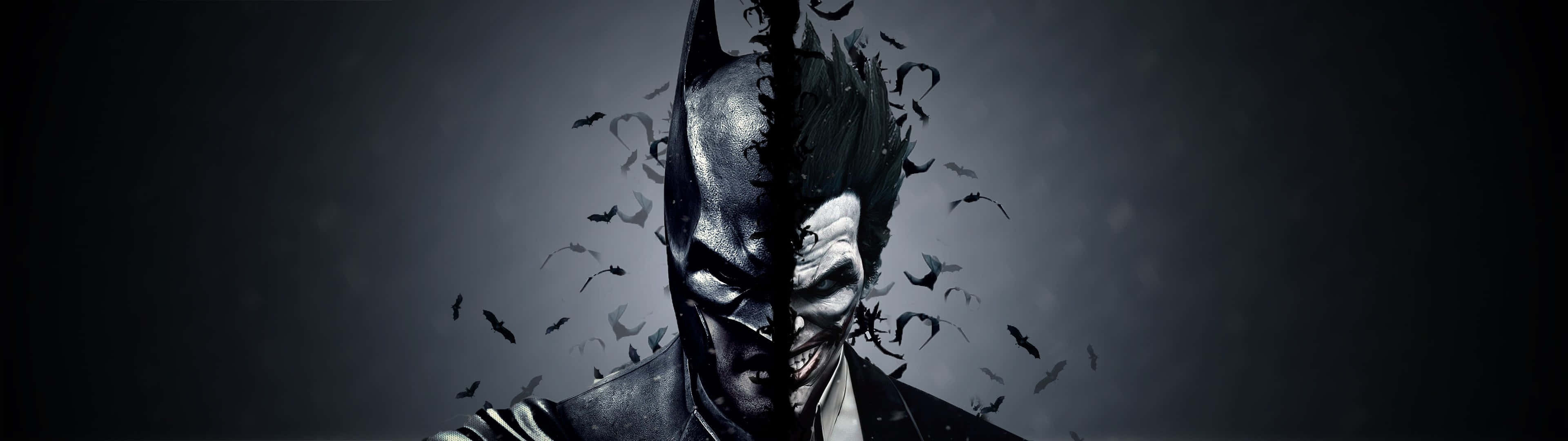 Ilustración genial de Batman y Joker para dos monitores Fondos de pantalla