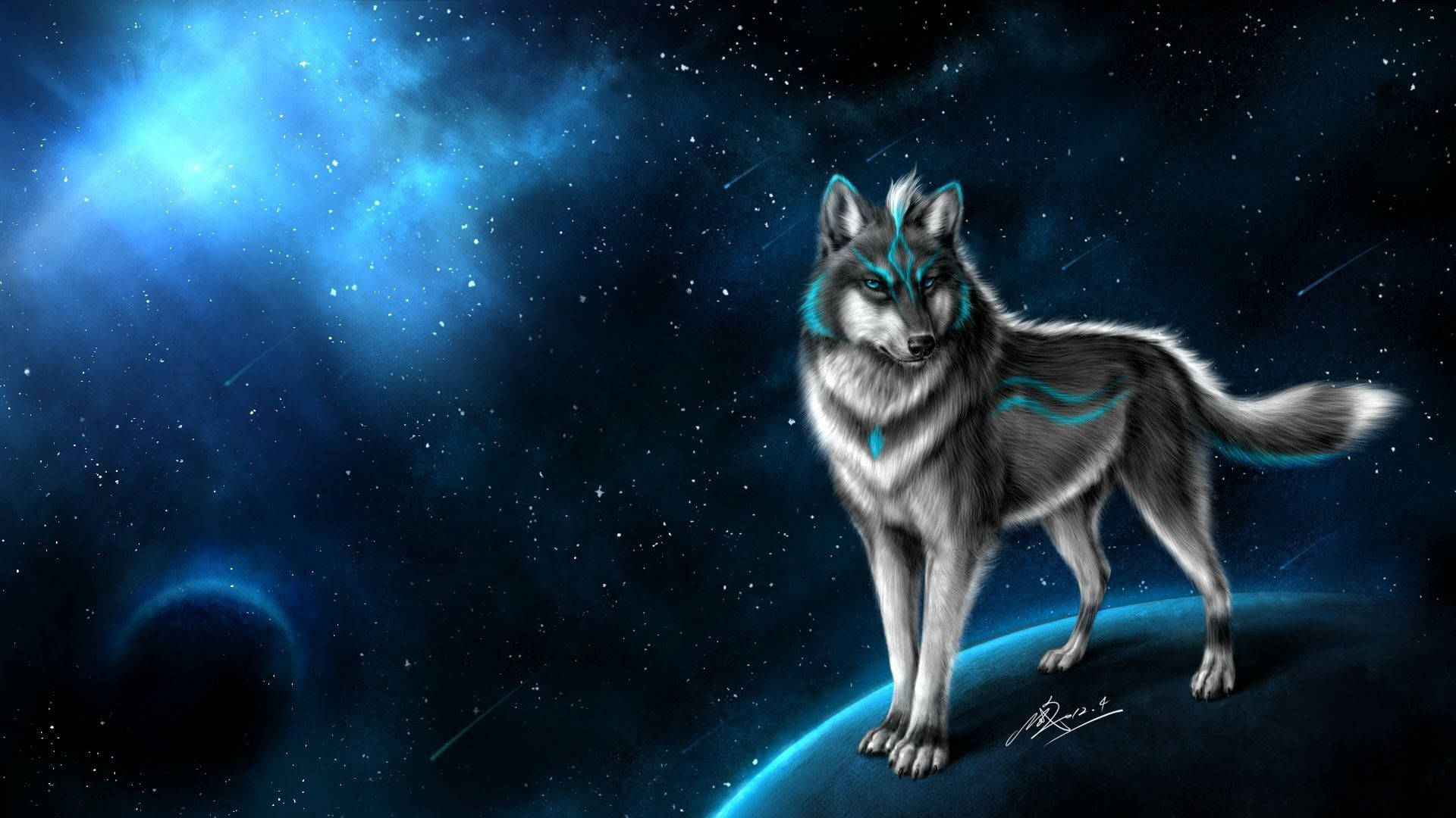 Ilustración genial de lobo galáctico Fondos de pantalla