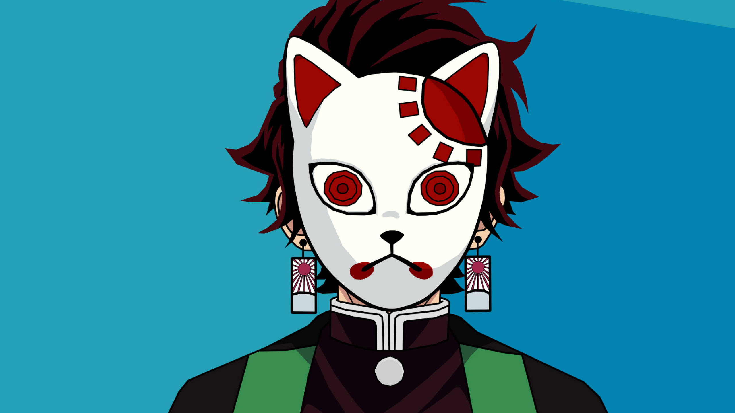 Ilustración gráfica de Tanjiro con máscara de Demon Slayer Fondos de pantalla