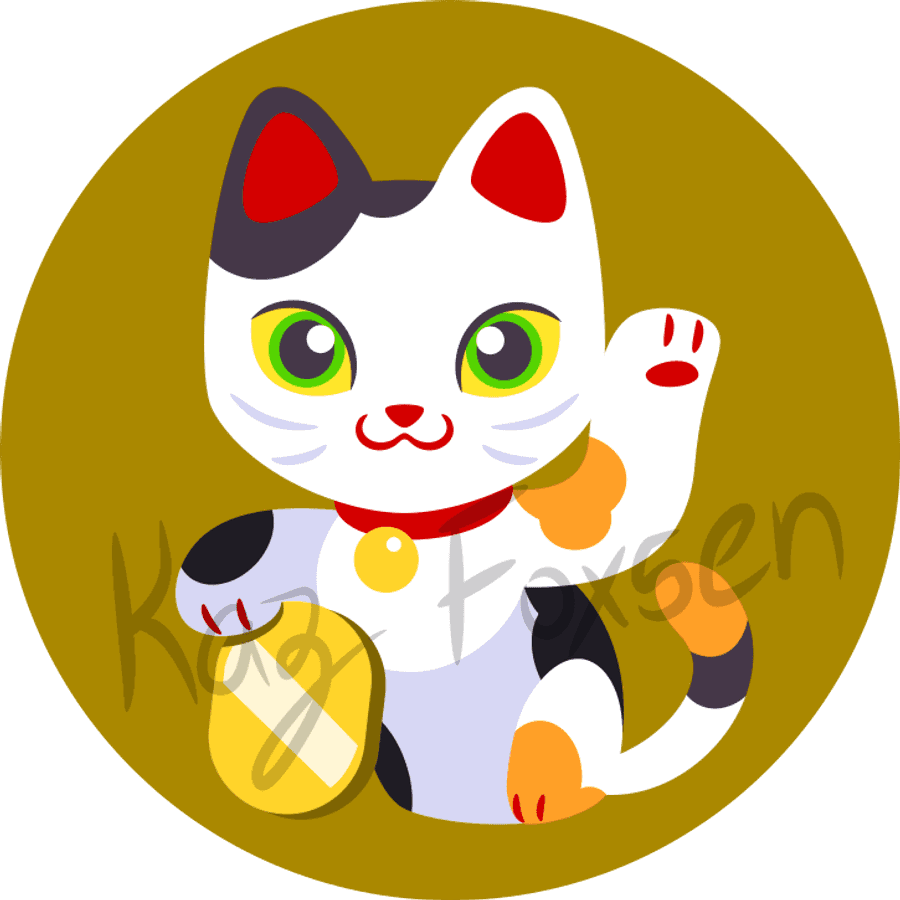 Ilustración Kawaii de Gato de la Suerte Fondos de pantalla