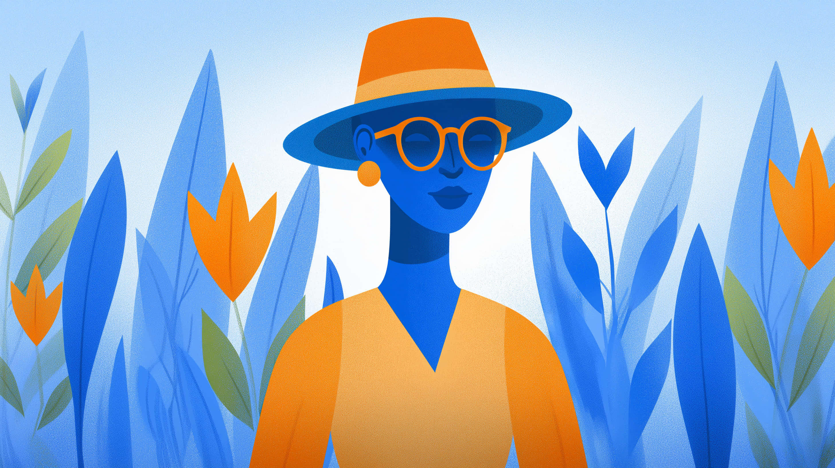 Ilustración minimalista de una persona con sombrero y lentes Fondos de pantalla