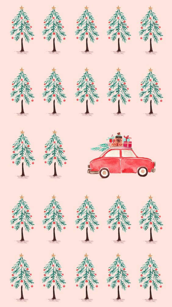 Ilustración navideña simple en rosa Fondos de pantalla