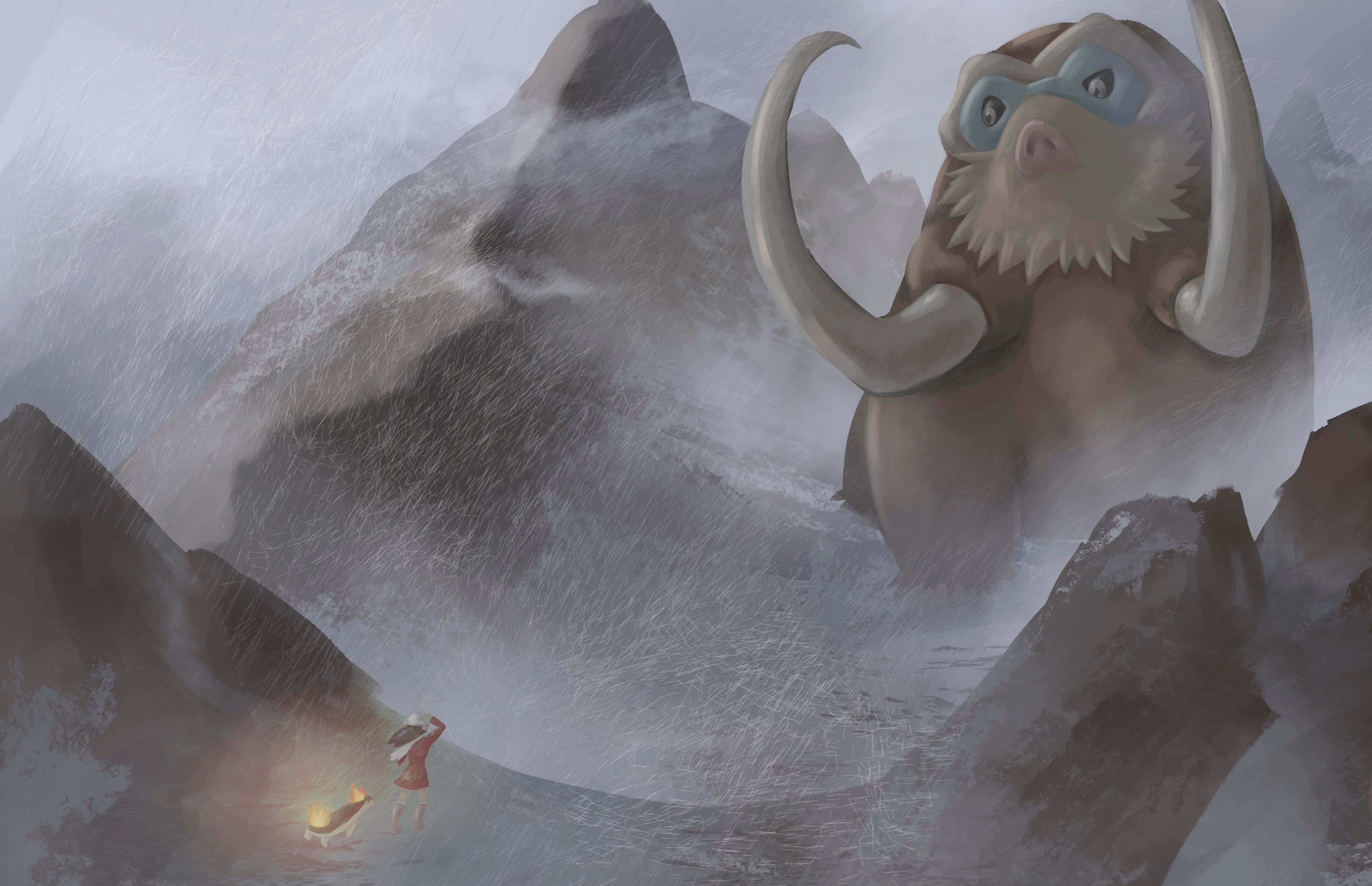 Ilustración realista de Mamoswine Pokémon Fondos de pantalla