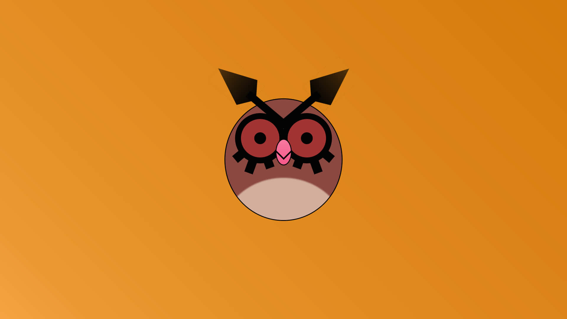 Ilustración simple de Hoothoot sobre fondo naranja Fondos de pantalla